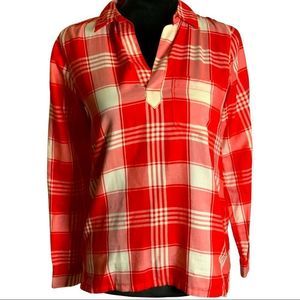Broadway & Brooke Madewell Red Plaid Popover Top Size XS EUC